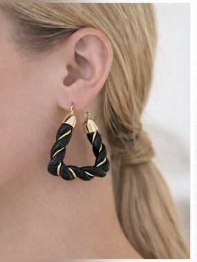 🎂Twisted Rope Hoop Earrings with Gold Accents